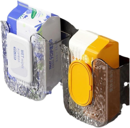 Wall-Mounted Wipes Dispenser Holder – Adhesive-Acrylic Storage Box for Kitchen, Bathroom & Bedroom – Flushable Wet Wipes Container (B)