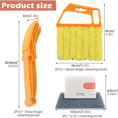 5-Pack Blind Cleaning Kit - Professional Tools for Window Blinds, Air Vents, Tracks & Fans | Extendable Handle with Washable Microfiber Brushes | All-in-One Dust Removal Set