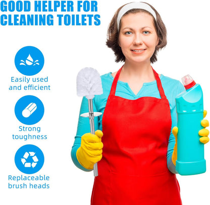 HOMSFOU 5Pcs Toilet Brush Replacement Heads - Universal Plastic Bowl Brush Heads with Dense Bristles, Spherical Design Bathroom Cleaning for Home, Hotel, Apartment