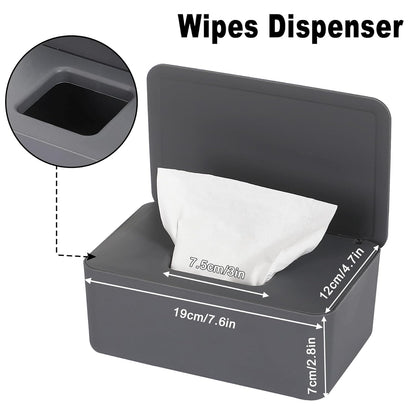 NOVWANG Wipes Dispenser, Large Capacity Baby Wipe Holder(8.3L × 4.9W × 3.9H Inches) Refillable Wipes Container with Sealing Design Baby Wet Wipes Dispenser for Bathroom Home Office Car