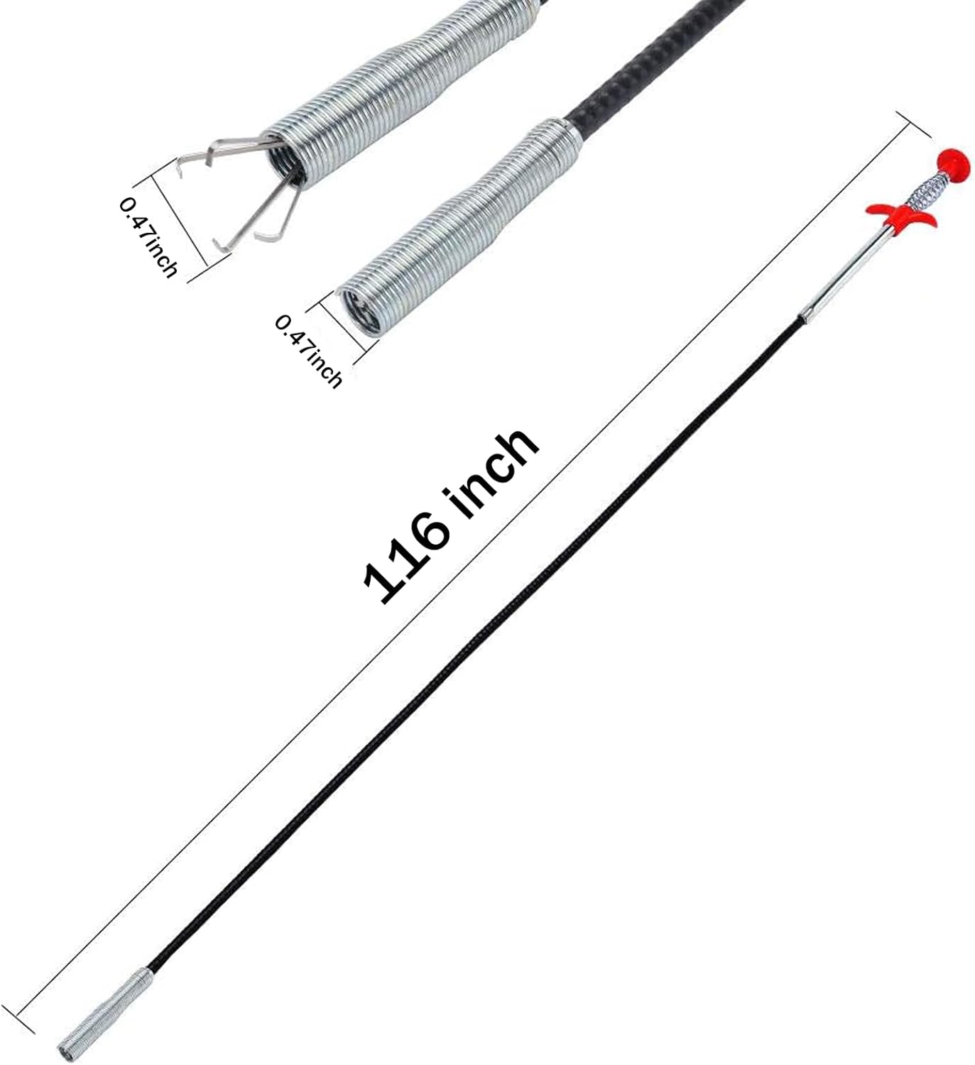 Upgraded Drain Snake, 76 inch Hair Drain Clog Remover Tool ， Sink Snake Drain Clog Remover for Sewer Kitchen Bathroom
