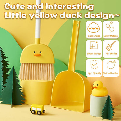Mini Broom with Dustpan for Boy I Kids Small Cleaning Set Combo Pretend Play I Toddler Kitchen Dress Up Toys–Frog Green