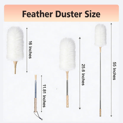 Cedenoo Lambswool Duster Extendable 22–55 Inch Natural Wool Duster with Flexible Head for Ceilings Furniture Blinds Electronics Washable Reusable