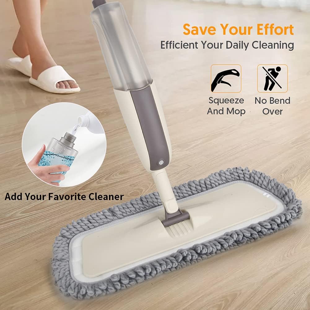 Spray Wet Mops for Hardwood Floor Cleaning: MEXERRIS Floor Mop with 5 Washable Pads for Swiffer Powermop & 2 Refillable Bottles - Home Commercial Dust Dry Mops for Wood Laminate Vinyl Tiles Ceramic