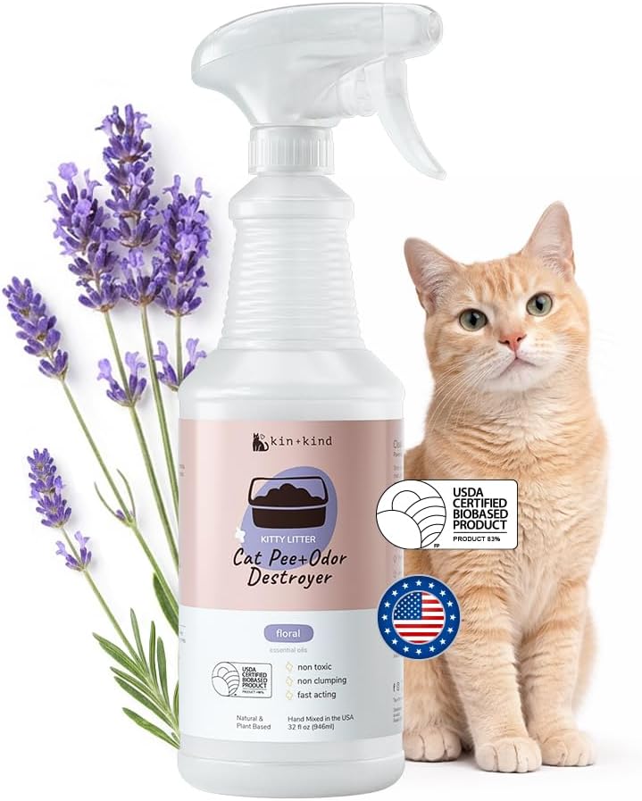 kin+kind Pee+Stain+Odor Destroyer - Multisurface - Maximum Strength - Stops Re-Marking - USDA Certified Biobased - Citrus - 32 fl oz