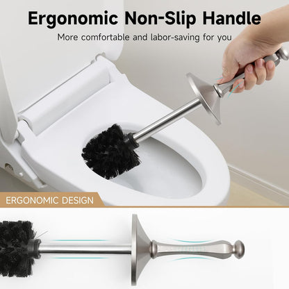 Bronze Toilet Brush and Holder，Extra Long Handled Toilet Brush for Bathroom，Stainless Steel Heavy Duty Toilet Bowl Brush,Deep Cleaning Modern Toilet Cleaner Brush -Space Saving, Covered Brush, Durable