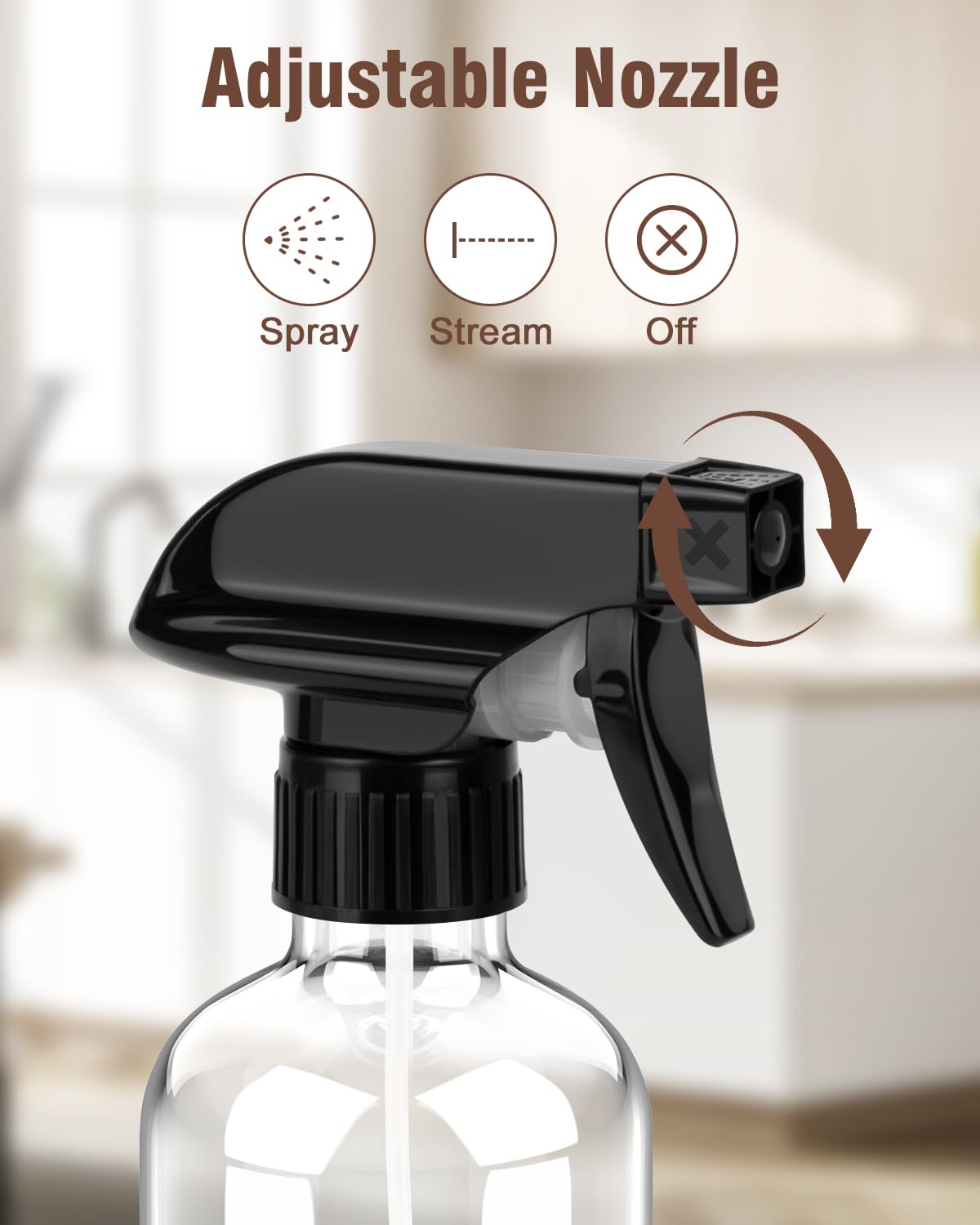 Bontip Glass Spray Bottle, Amber Glass Spray Bottle Set & Accessories Refillable for Plants Window Cleaners Aromatherapy Facial Hydration Watering Flowers Hair Care (2 Pack/16 oz) (Amber)