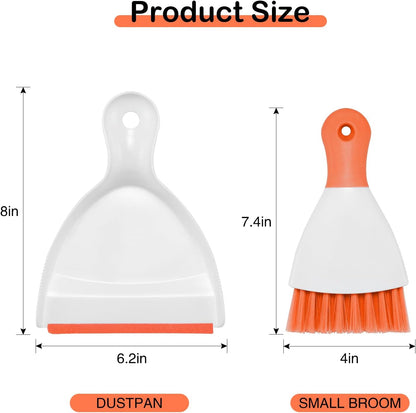 NACENA Mini Dustpan and Brush Set 2 Pack, Small Broom and Dustpan Set Dust Pan and Mini Hand Broom Dustpan and Broom Combo Compact for Home Table Keyboards Sofa Kitchen, Blue