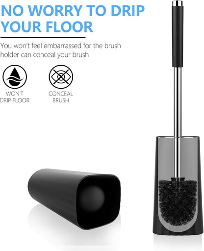 SetSail Toilet Brush, Compact Size Toilet Bowl Brush and Holder Toilet Brushes for Bathroom with Stainless Steel Handle Toilet Cleaner Brush with Durable Scrubbing Bristles, Splash-Proof