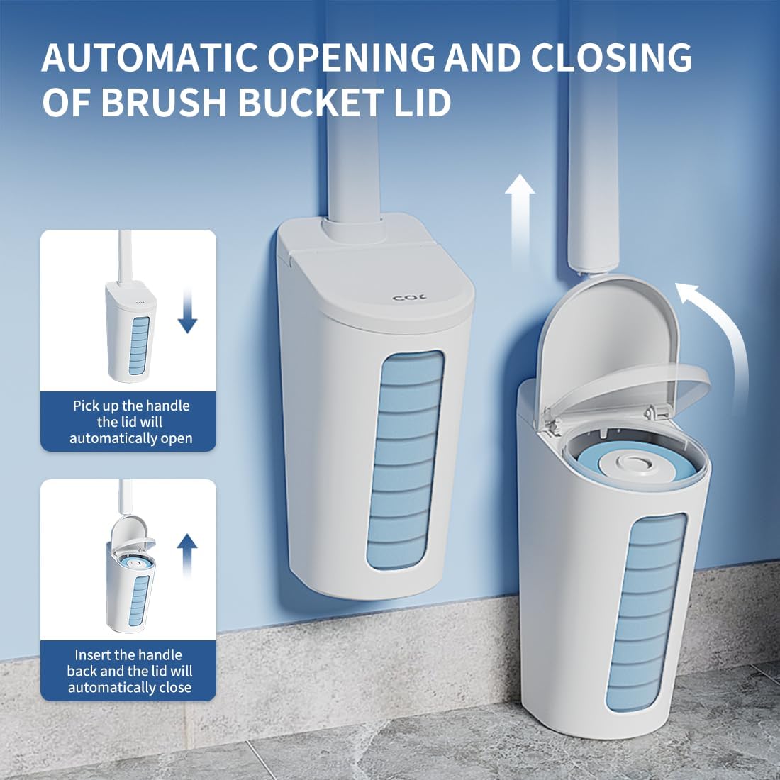 CQT Disposable Toilet Bowl Brush with Toilet Wand 20 Refill Heads, Toilet Bowl Cleaner Wands,Toilet Cleaning System Starter Kit(Wand+20 Refills)