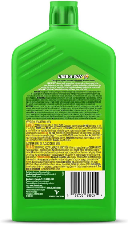 Lime-A-Way Hard Water Stain Remover Liquid, Removes Lime, Calcium & Rust in Seconds, Bathroom Cleaner, 28 fl oz