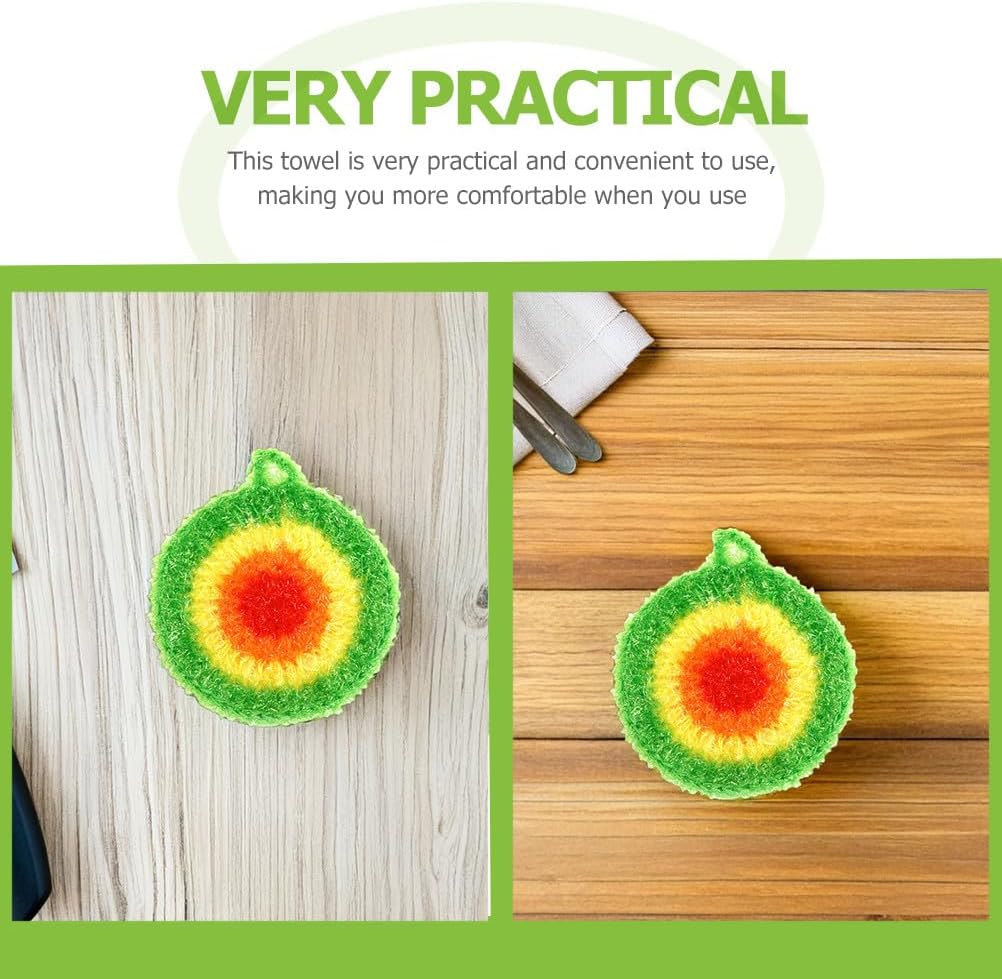 Toyvian Round Dish Cleaning Scrubber, 5Pcs Non-Scratch Polyester Dish Cloths for Washing Dishes Reusable Mesh Scrubbers with Hanging Loop Quick Drying Kitchen Scouring Pads for Pot Pan Sink