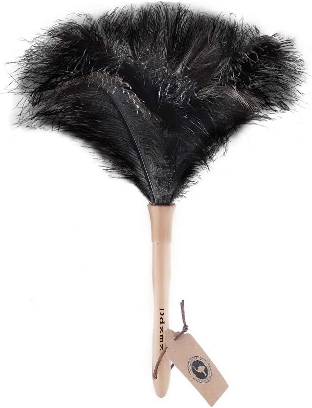 Ostrich Feather Duster for Cleaning-Furniture Dusters with Handle Ddzmz Hand Duster with Fluffy Natural Genuine Feather Reusable Household Duster, Gray and Brown(Length 16")