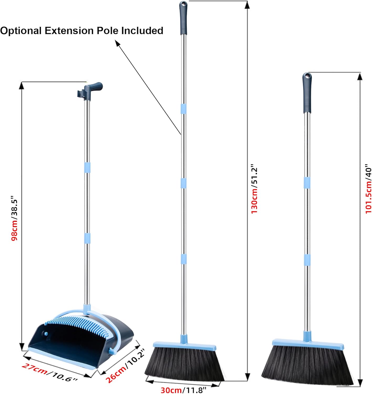 Broom and Dustpan Set for Home 2026 Indoor Outdoor Broom with Dustpan Combo Set Upright Dust Pans with Long Handle Angle Broom for Kids Garden Pet Hair Lobby Wood Floor Kitchen