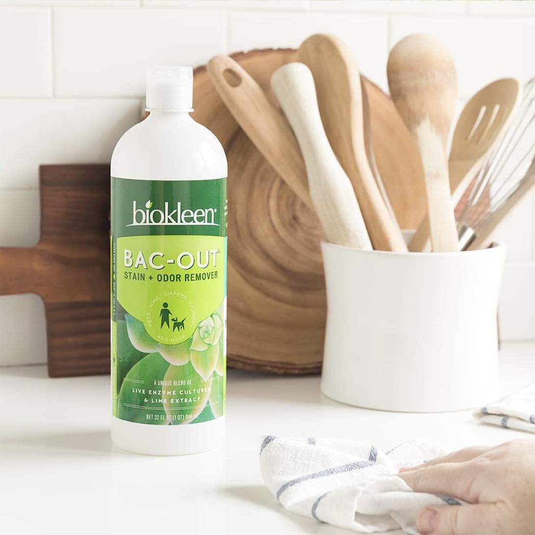 Biokleen Bac-Out Stain+Odor Remover, Destroys Stains & Odors Safely, for Pet Urine, Laundry, Diapers, Wine, Carpets, & More, Eco-Friendly, Non-Toxic, Plant-Based, 32 Ounces