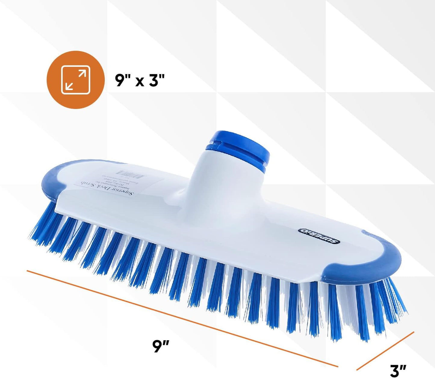 Superio Deck Scrub Brush Head Heavy Duty Stiff Bristles Replacement, Brush Refill with Scraper - Cleans Hot Tub, Swimming Pool, Granite Tiles, Bathroom, Patio, Kitchen, Wall, and Deck