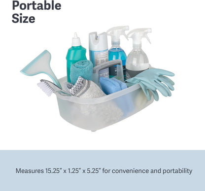 Casabella Cleaning Storage Caddy with Handle Plastic Multipurpose Organizer, Rectangle, 1.85-Gallon, Gray