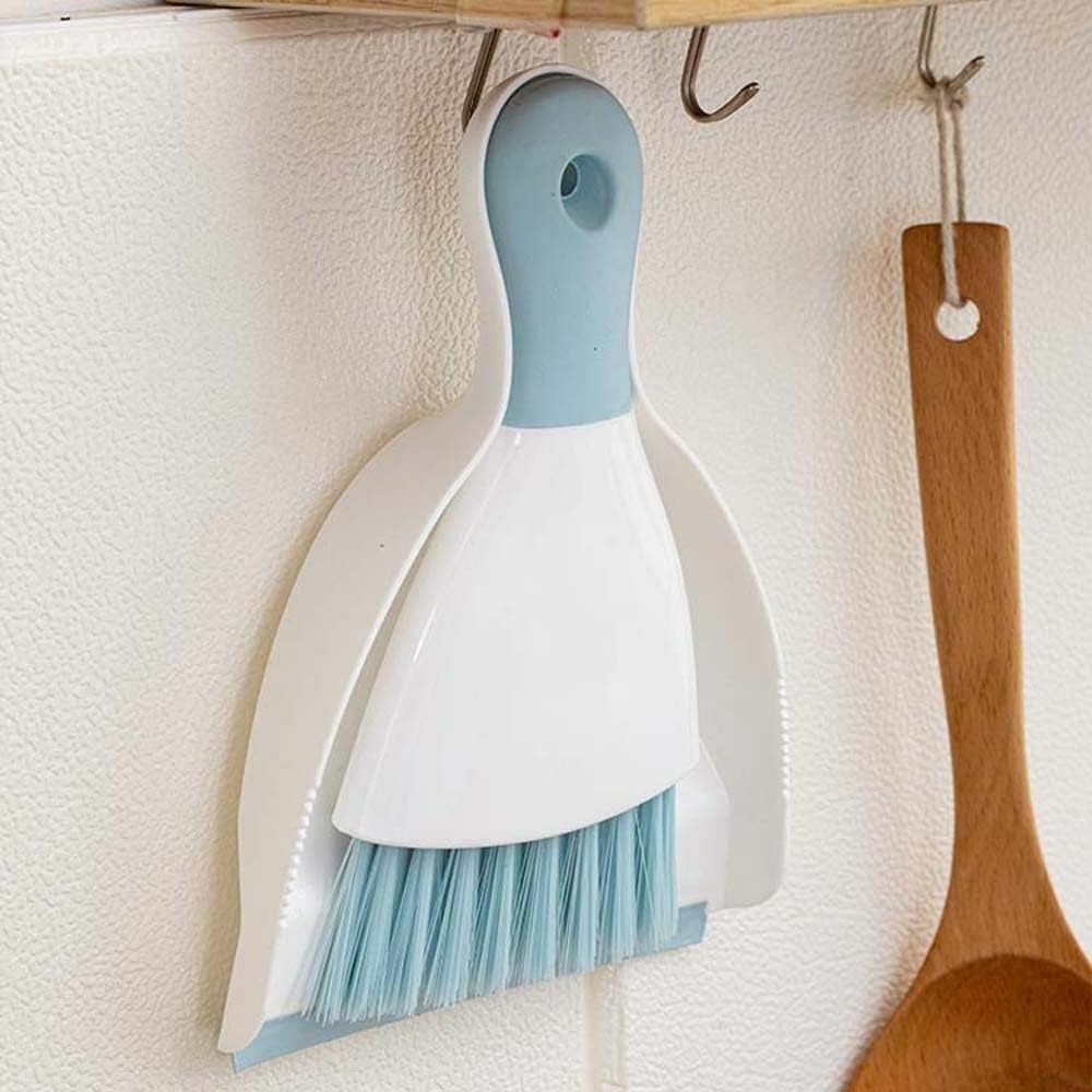 Small Hand Dust Pan and Brush - Small Broom and Dustpan Set, Mini Broom and Dustpan, Compact Dustpans and Brush for Home Cleaning, Sofa, Desk, Guinea Pig Cage, Cat Litter, etc. (Light Green)