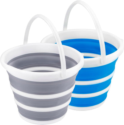 2 Pack Collapsible Buckets 10L 2.6 Gallon Cleaning Bucket Mop Bucket Folding Foldable Portable Small Plastic Water Supplies for Outdoor Garden Camping Fishing Car Wash Space Saving