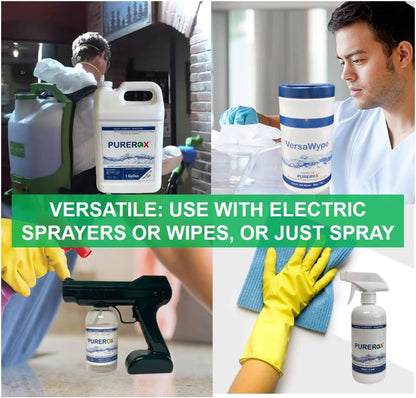 PUREROX disinfectant (1 gallon) Eliminate 99.9999% viruses, Norovirus, HIV, MRSA and fungi. PUREROX Hypochlorous technology. Hospital Grade. Use Anywhere. No residue.No Rinse. Suitable All Surfaces