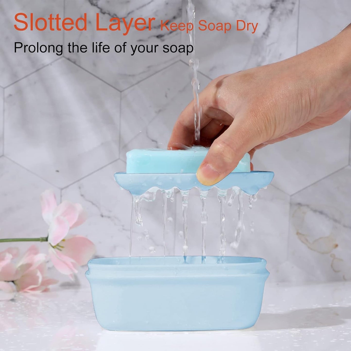 Quatish Leakproof Soap Dish with Lid & Draining Layer, Shatterproof Travel Bar Soap Holder Case Container, Portable Travel Size Toiletries Essentials for Camping, Gym, Bathroom, Black