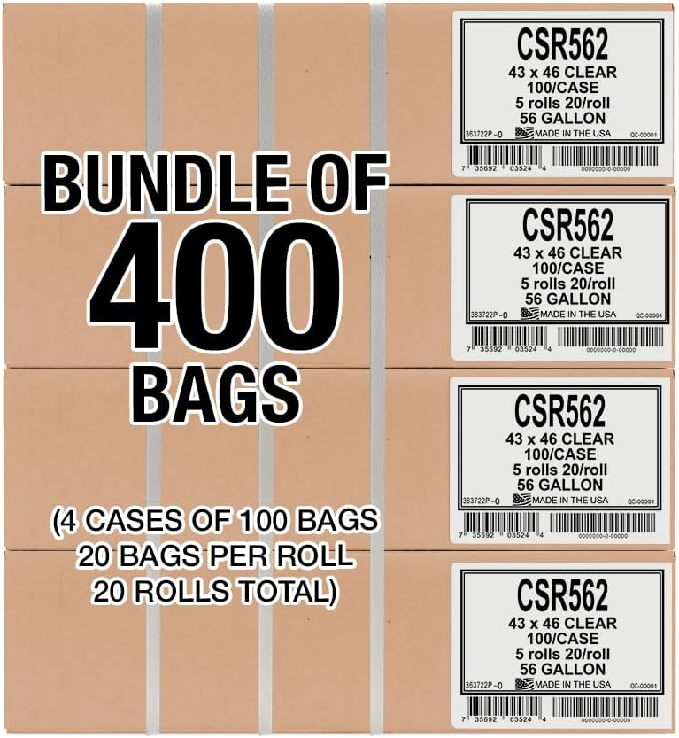 Aluf Plastics 33 Gallon Clear Trash Bags - 33" x 39" - 1.5 MIL (eq) - CSR Series - Heavy Duty Industrial Liners Clear Garbage Bags for Recycling, Contractors, Storage, Outdoor, 1 Count (Pack of 100)