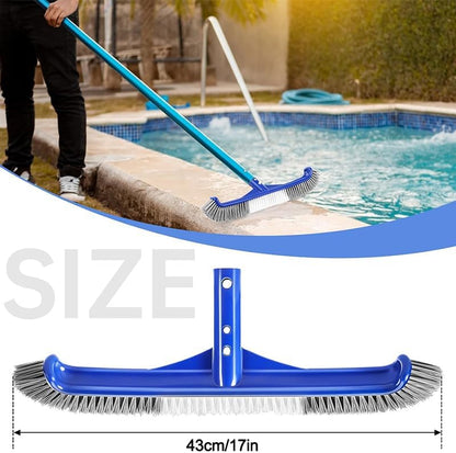 Pool Brush Head | 18" Heavy Duty Floor Brush | Stainless Steel Brush | Metal Pool Scrubber Brush | Wire Bristles & Aluminium Back for Sweep Calcium Buildup, Rust Stains on Concrete