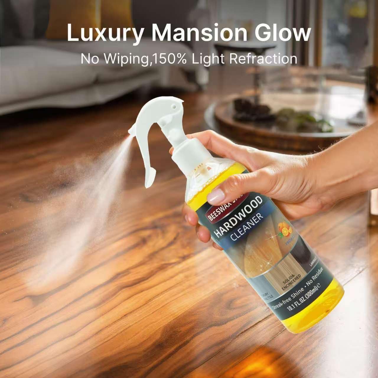 MOODTALK Furniture Polish Kit: Wood Cleaner Spray & Nourishing Care Oil – For Floors, Kitchen Tables, Desks & All Home Wood Furniture (300ml+120g)