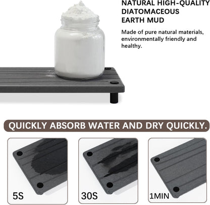 Quick Dry Sink Caddy Kitchen Sink Organizer, Water Absorbing Stone Tray for Sink, Stone Drying Tray, Diatomite Faucet Mat & Protector, Dispenser Sponge Holder, Stone Soap Tray for Bathroom Counter