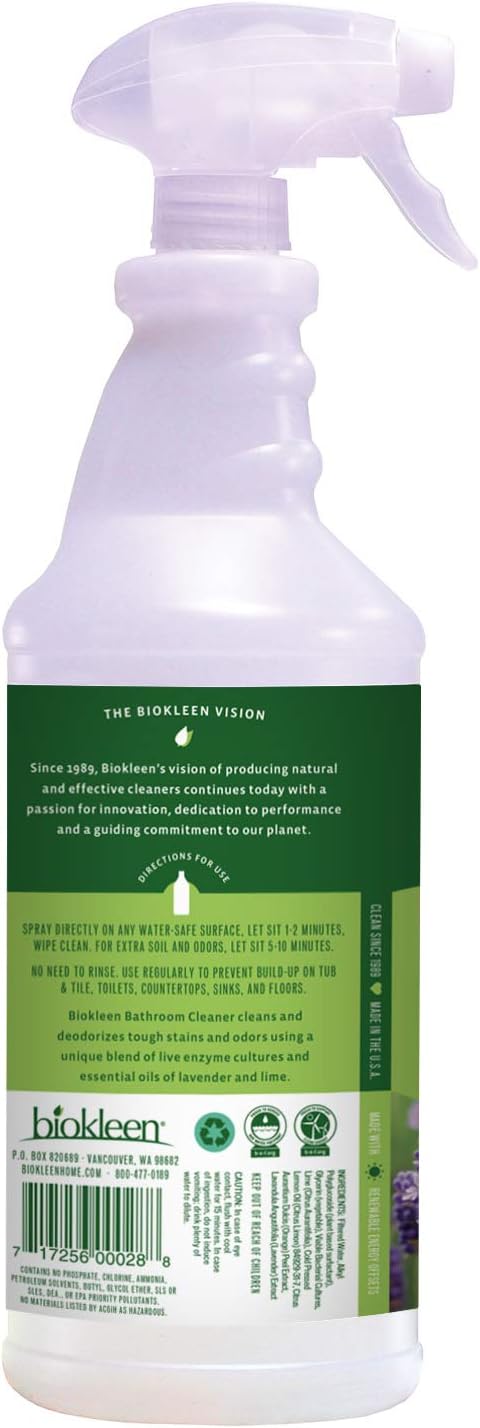 Biokleen Bac-Out Bathroom Cleaner - 32 Ounce -Eco-Friendly, Non-Toxic, Plant-Based, No Artificial Fragrance, Colors or Preservatives