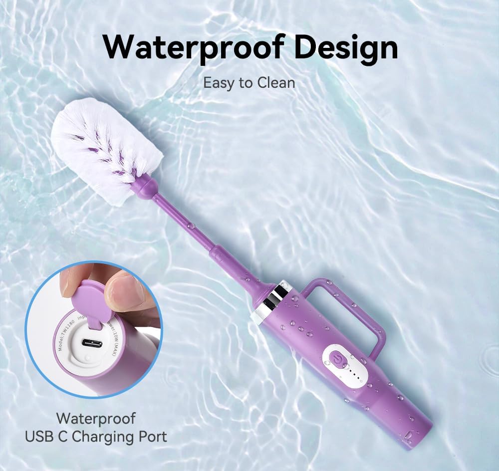 Rechargeable Electric Bottle & Cup Brush, 360° Thorough Cleaning Without Blind Spots, Suitable for Baby Bottles, 40-Ounce Mugs, Straws, Wine Glasses, etc., Easy to Air-Dry and Portable