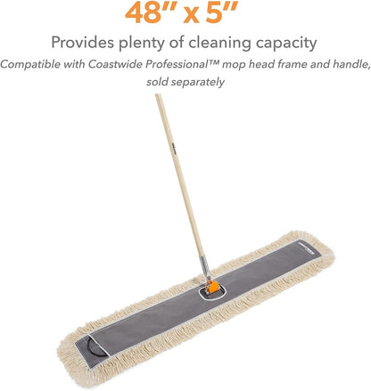 Coastwide Professional Cut-End Dust Mop Head, Cotton, 48" x 5", White