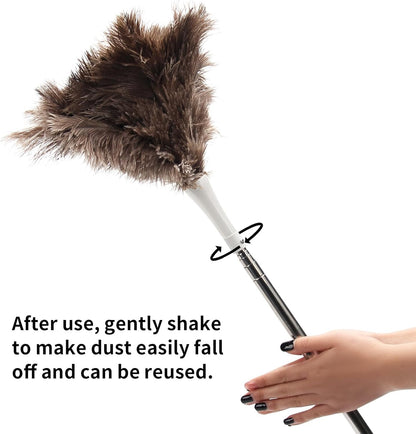 Ostrich Feather Duster Pole 28 to 72 Inch,Extendable Feather Duster Used for Home Cleaning Ceilings Furniture Fans