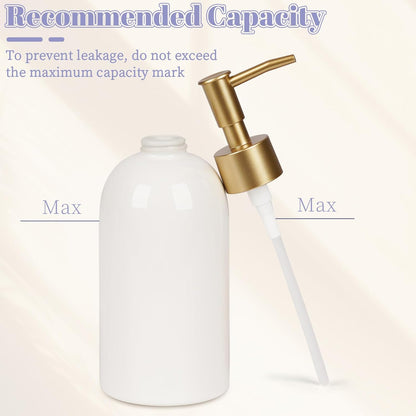 Natheeph Dish Soap Dispenser, Hand Soap Dispenser Ceramic Bottle, Refillable Liquid Great for Kitchen Dish Soap, Hand Soap, Essential Oil & Lotion (Bright White)