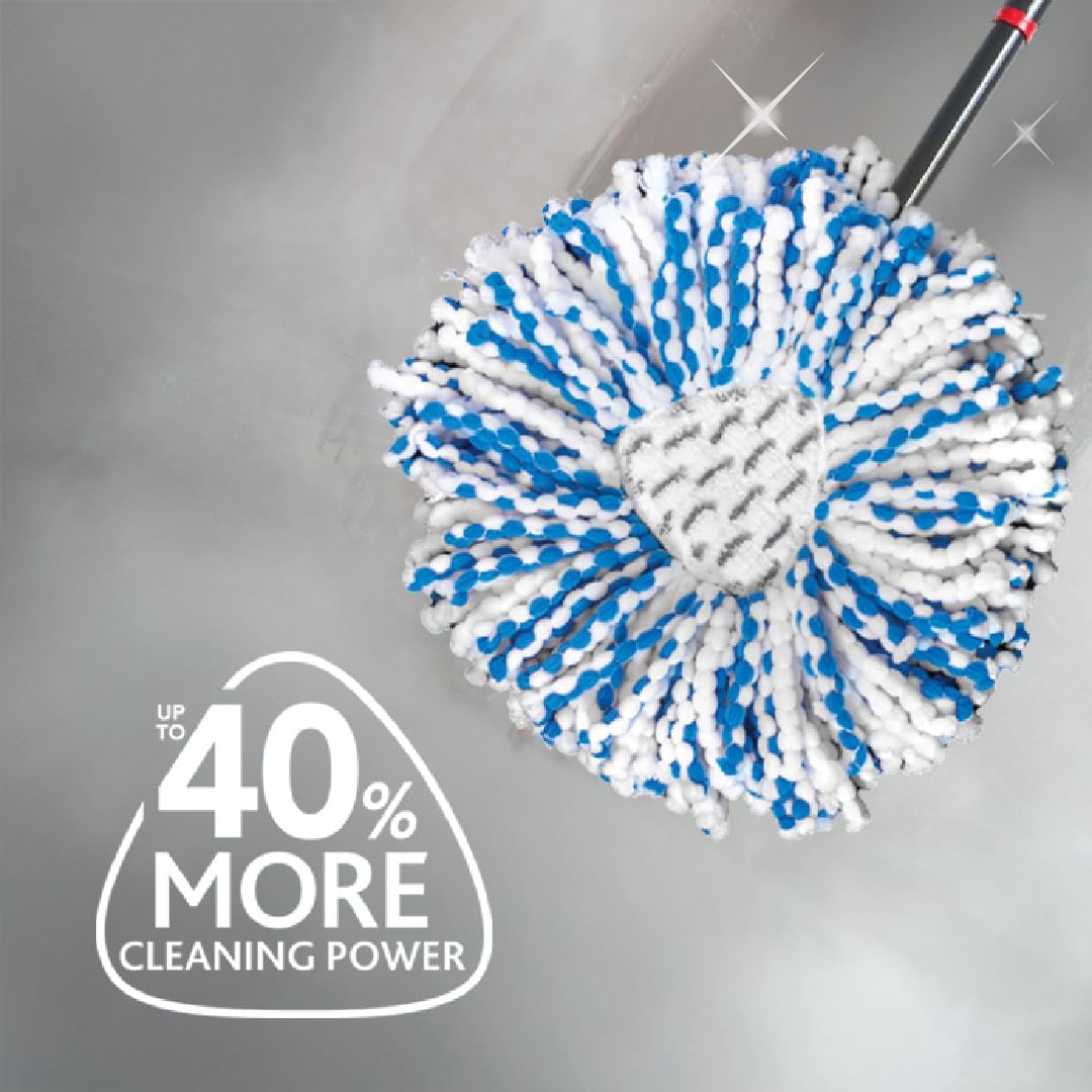 O-Cedar RinseClean Spin Mop & Bucket System | Microfiber Floor Cleaning System | Includes 3 Mop Heads (1 Standard+ 2 Deep Clean Refills) | Machine Washable & Reusable