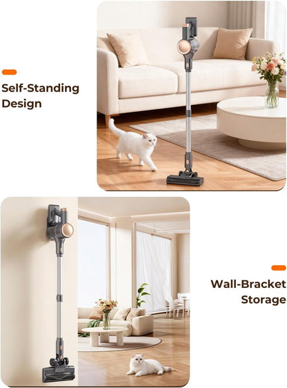 UML0 N8 Cordless Vacuum Cleaner,Lightweight Stick Vacuum with Powerful Suction,2200mAh Battery,40 Mins Runtime, Self-Standing,Rechargeable Vacuum Cleaners for Home Hardwood Floor Pet Hair