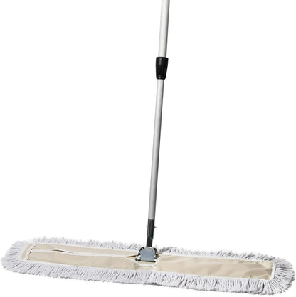 Commercial Dust Mop – 18 Inch Floor Sweeper for Hardwood, Reusable Cotton Mop Head, Extendable Handle, Dry Mop for Floor Cleaning & Janitorial Supplies