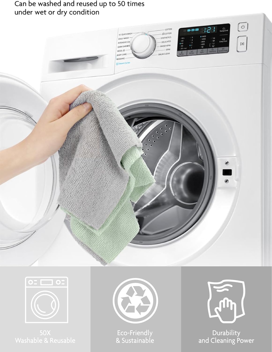 Fantasticlean Microfiber Cleaning Cloth Roll -75 Pack, Tear Away Microfiber Towels, 12" x 12", Reusable, Washable, Scratch Free, Ultra Absorbent Dishcloth for All-Around Cleaning Supplies (White)