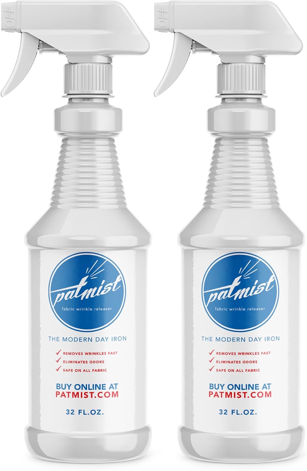 Wrinkle Remover Spray - Fabric Refresher with Fresh Laundry Scent - Odor Remover & Fast Drying Ironing Spray - Mist Nozzle Wrinkle Release Spray for Clothes – (2Pack - 32Oz)