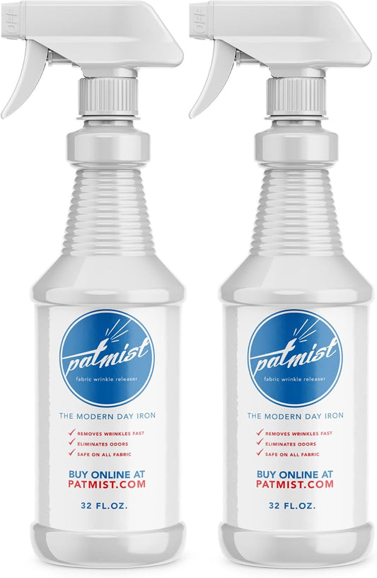 Wrinkle Remover Spray - Fabric Refresher with Fresh Laundry Scent - Odor Remover & Fast Drying Ironing Spray - Mist Nozzle Wrinkle Release Spray for Clothes – (2Pack - 32Oz)