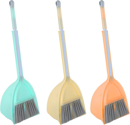 Mini Broom with Dustpan for Kids,Little Housekeeping Helper Set (Light Blue)