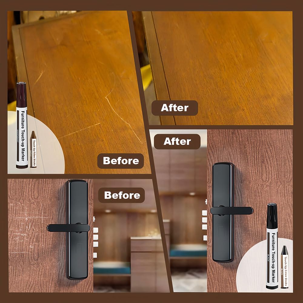 Wooden Furniture Floor Scratch Repair Markers and Wax Sticks for Stains, Scratches, Wood Floors, Tables, Desks, Carpenters, Bedposts, Touch Ups, and Cover Ups (Set of 13)