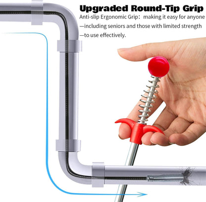Upgraded Drain Snake, 76 inch Hair Drain Clog Remover Tool ， Sink Snake Drain Clog Remover for Sewer Kitchen Bathroom