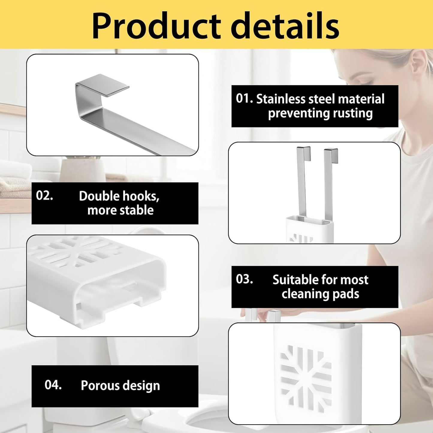 Toilet Tank Tablet Holder, Versatile Toilet Bowl Hanging Cleaner and Deodorizer Hanger, Prevents Flapper Jams & Residue, Extends Life of Drop-in Cleaner Tablets -1PCS