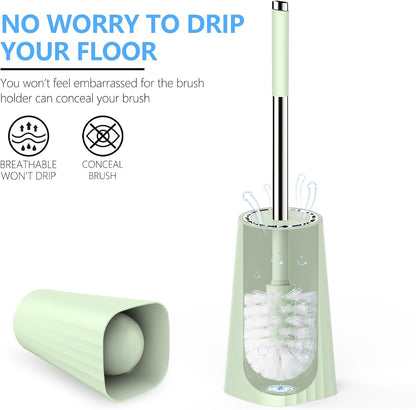 SetSail Toilet Brush, Compact Size Toilet Bowl Brush and Holder Toilet Brushes for Bathroom with Stainless Steel Handle Toilet Cleaner Brush with Durable Scrubbing Bristles, Splash-Proof
