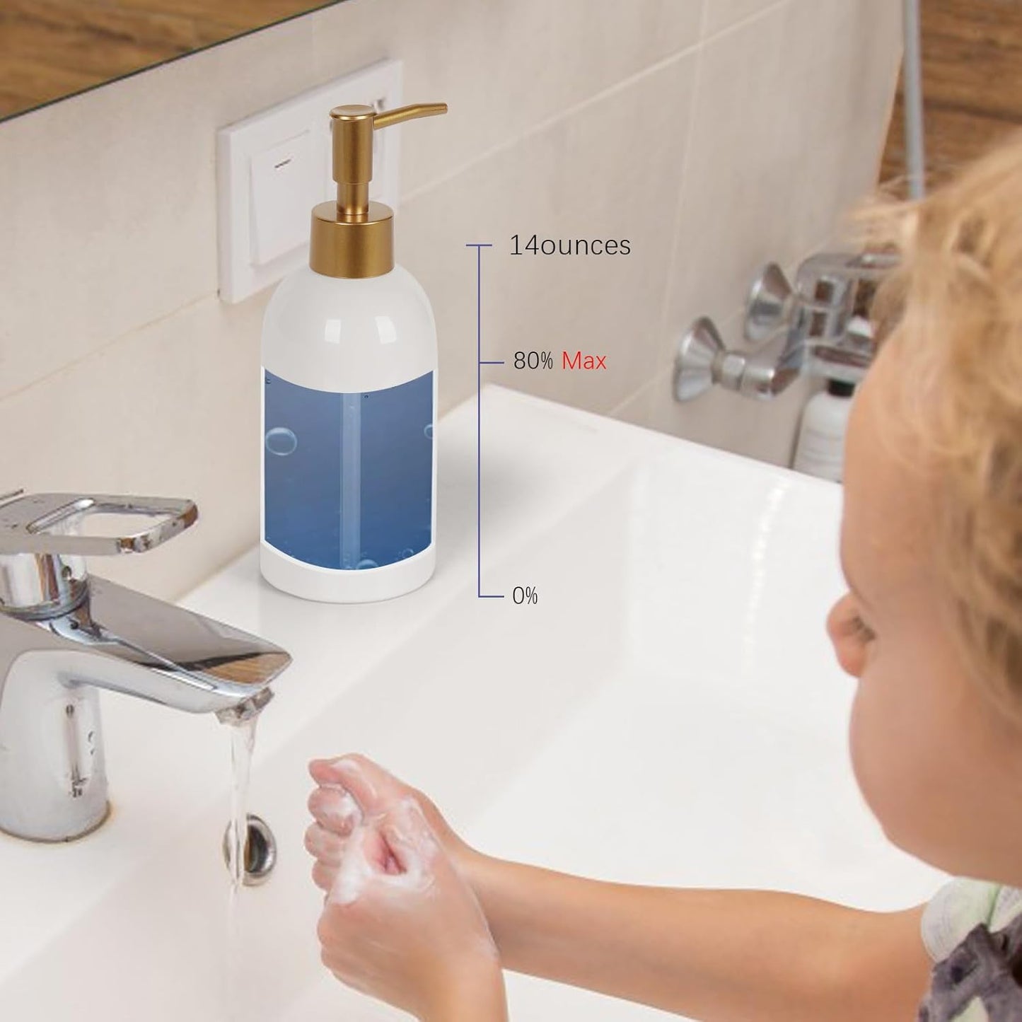 Natheeph Dish Soap Dispenser, Hand Soap Dispenser Ceramic Bottle, Refillable Liquid Great for Kitchen Dish Soap, Hand Soap, Essential Oil & Lotion (Bright White)
