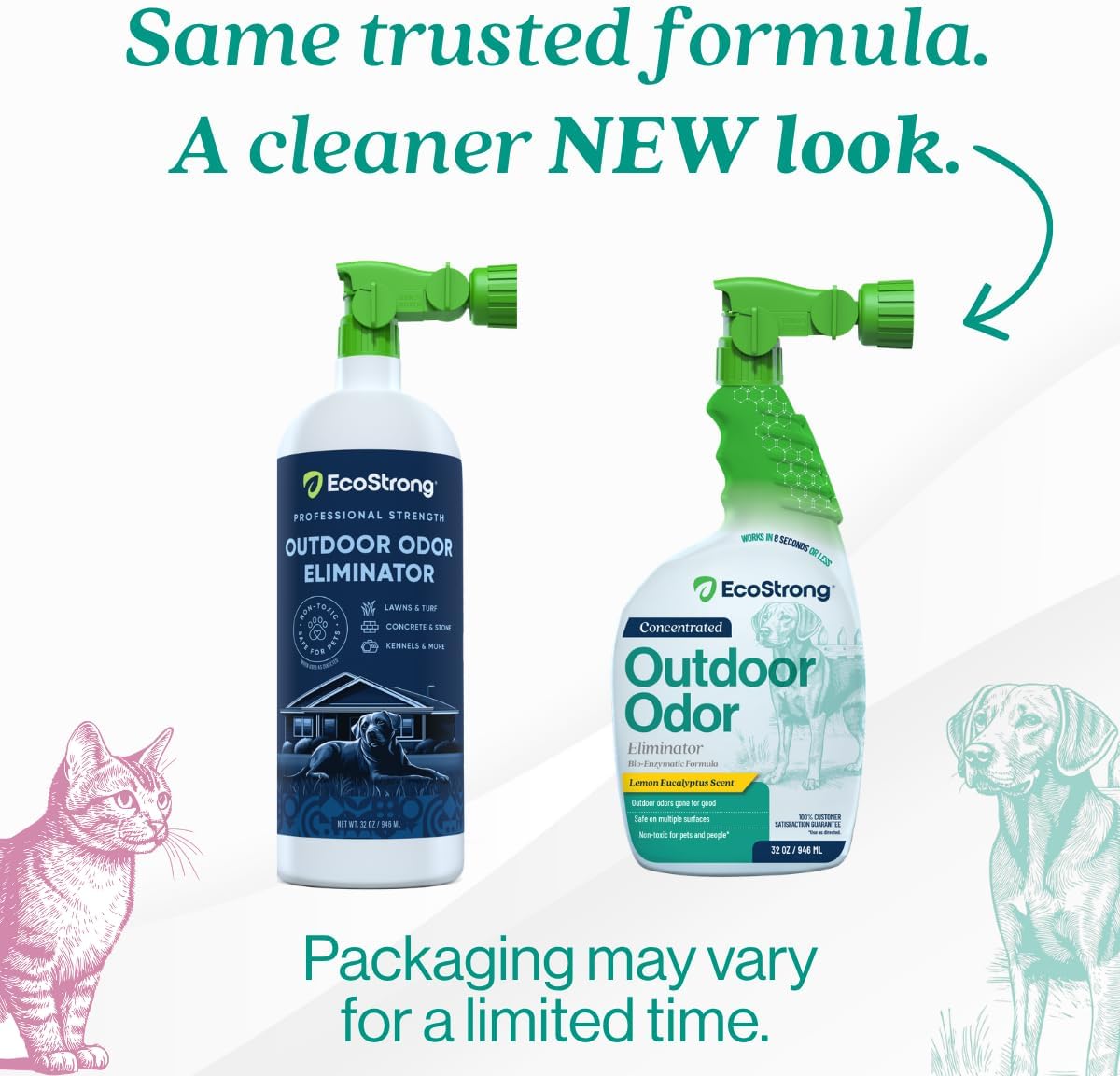 Eco Strong Outdoor Odor Eliminator | Outside Dog Urine Enzyme Cleaner – Powerful Pet, Cat, Animal Scent Deodorizer | Professional Strength for Yard, Turf, Kennels, Patios, Decks (Gallon with Sprayer)