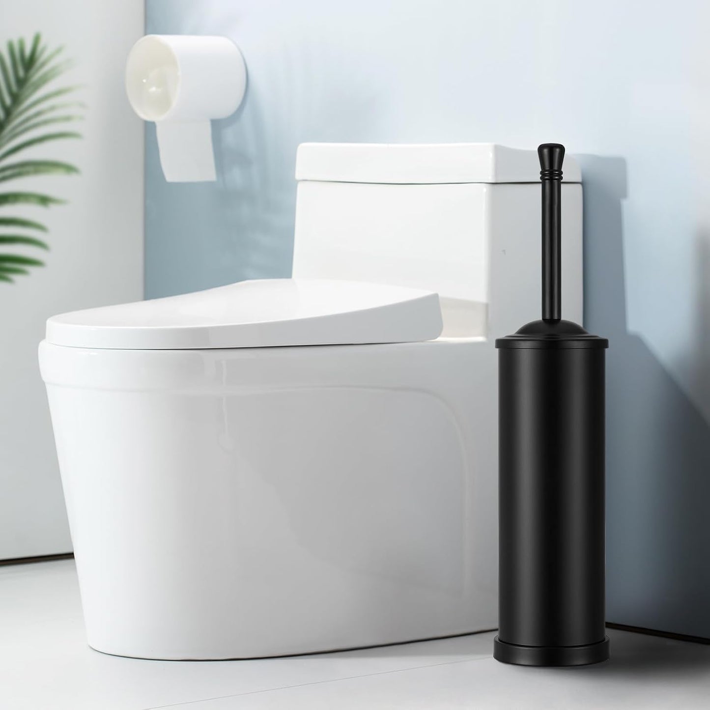 Brushed Nickel Toilet Brush and Holder Set,304 Stainless Steel Toilet Bowl Brush and Holder for Bathroom,Silver Heavy Duty Toilet Brush,Durable Scrubbing Bristles,Splash Resistant,Long Handle