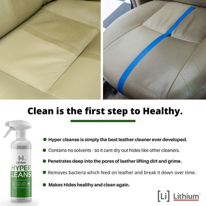 Lithium Hyper Cleanse Car Interior Cleaner - Car Cleaner Interior for Leather, Plastic, Carpet, Vinyl, and Tesla Vegan Leather - Solvent Free Interior Car Cleaner - Car Cleaning Spray (16 Oz)