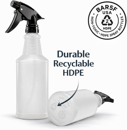 Bar5F Spray Bottles, 24oz, 3 Pack, Chemical-Resistant, BPA-Free, Compatible with Vinegar, Rubbing Alcohol, Cleaning Solutions, Non-Toxic HDPE Bottle for Plants, Pet, BBQ, Auto Detailing, Made in USA